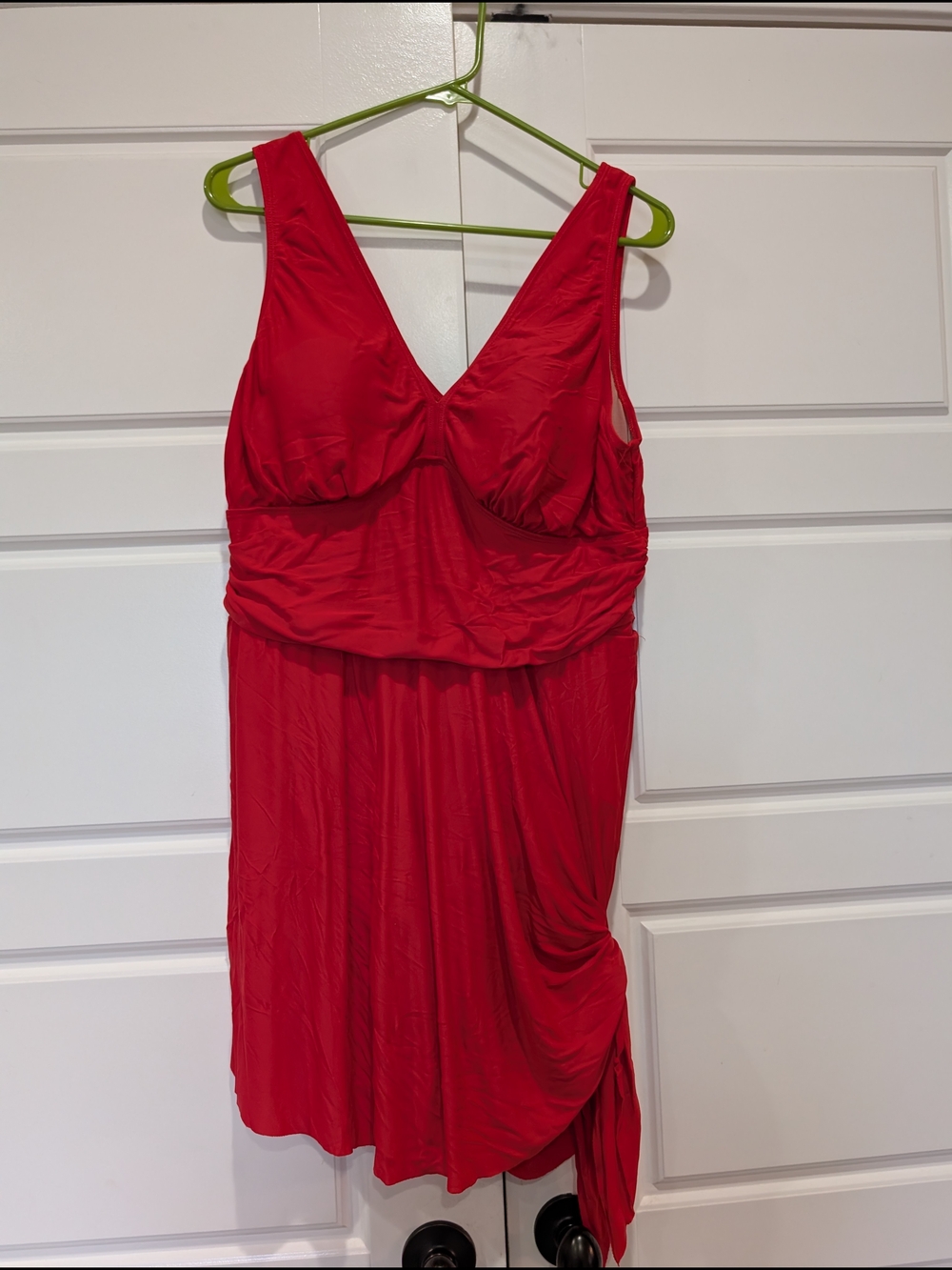 Torrid Red Ruched One-Piece Swimsuit Draped Skirt Overlay Size 0